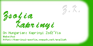 zsofia kaprinyi business card